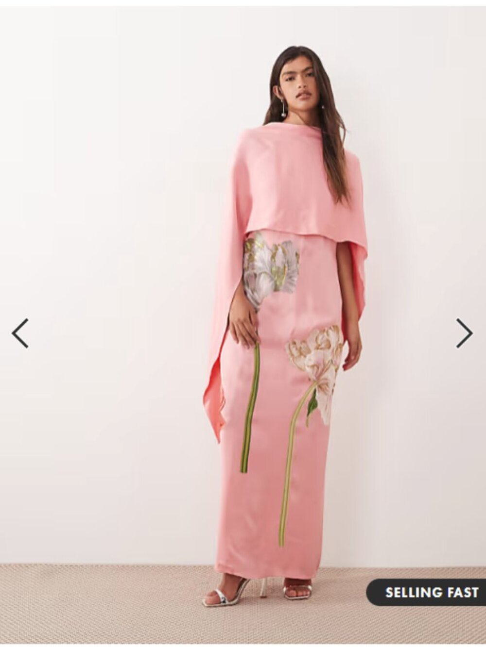 NEW AND UNUSED - ARRANGE floral embroidered satin overlay maxi dress in pink